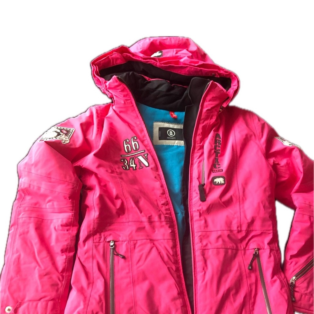 Bright Pink Hooded Jacket with Patches